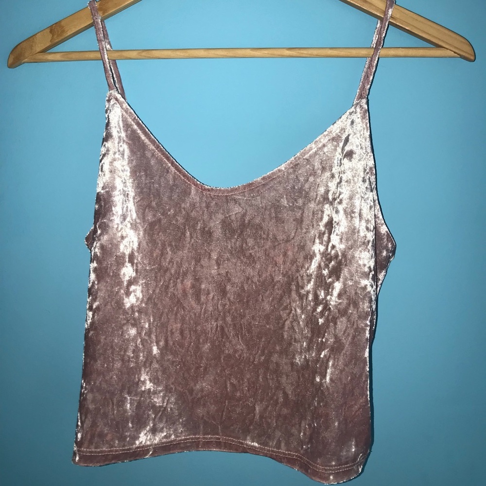 Velvet pink spaghetti crop top